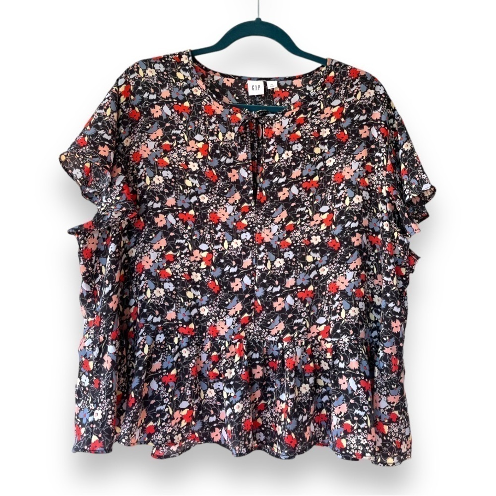 GAP Floral Blouse - Black, Red, White